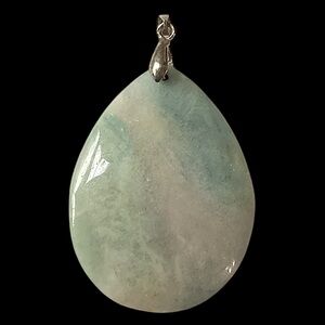 Large Vintage Jade Nephrite Jadeite Teardrop Double Bale Pendant